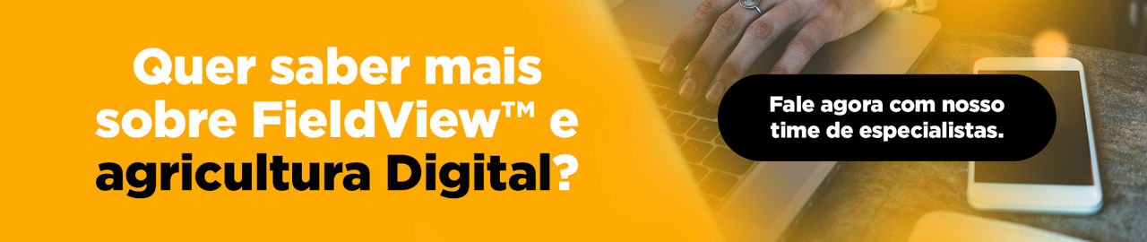 Imagem promocional do FieldView, uma plataforma de agricultura digital, destacando a importância da tecnologia na agricultura moderna e o convite para falar com especialistas.