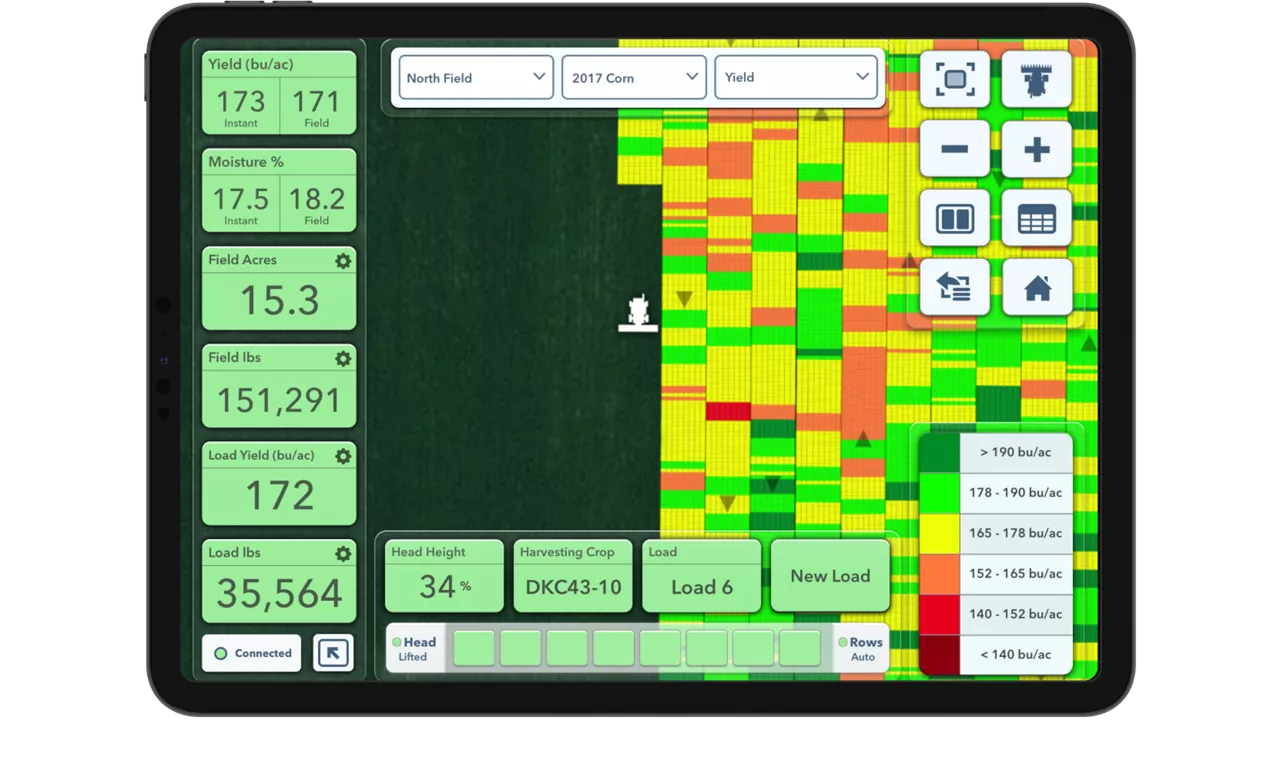 Example of harvest collection in the FieldView Cab app