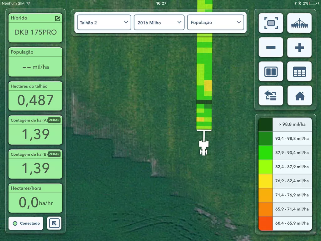 Example of harvest collection in the FieldView Cab app