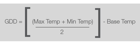 Figure 1. Formula to calculate growing degree days (GDD).