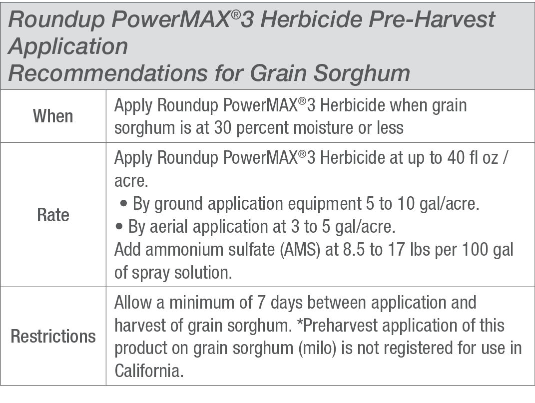 Pre-harvest recommendations for grain sorghum