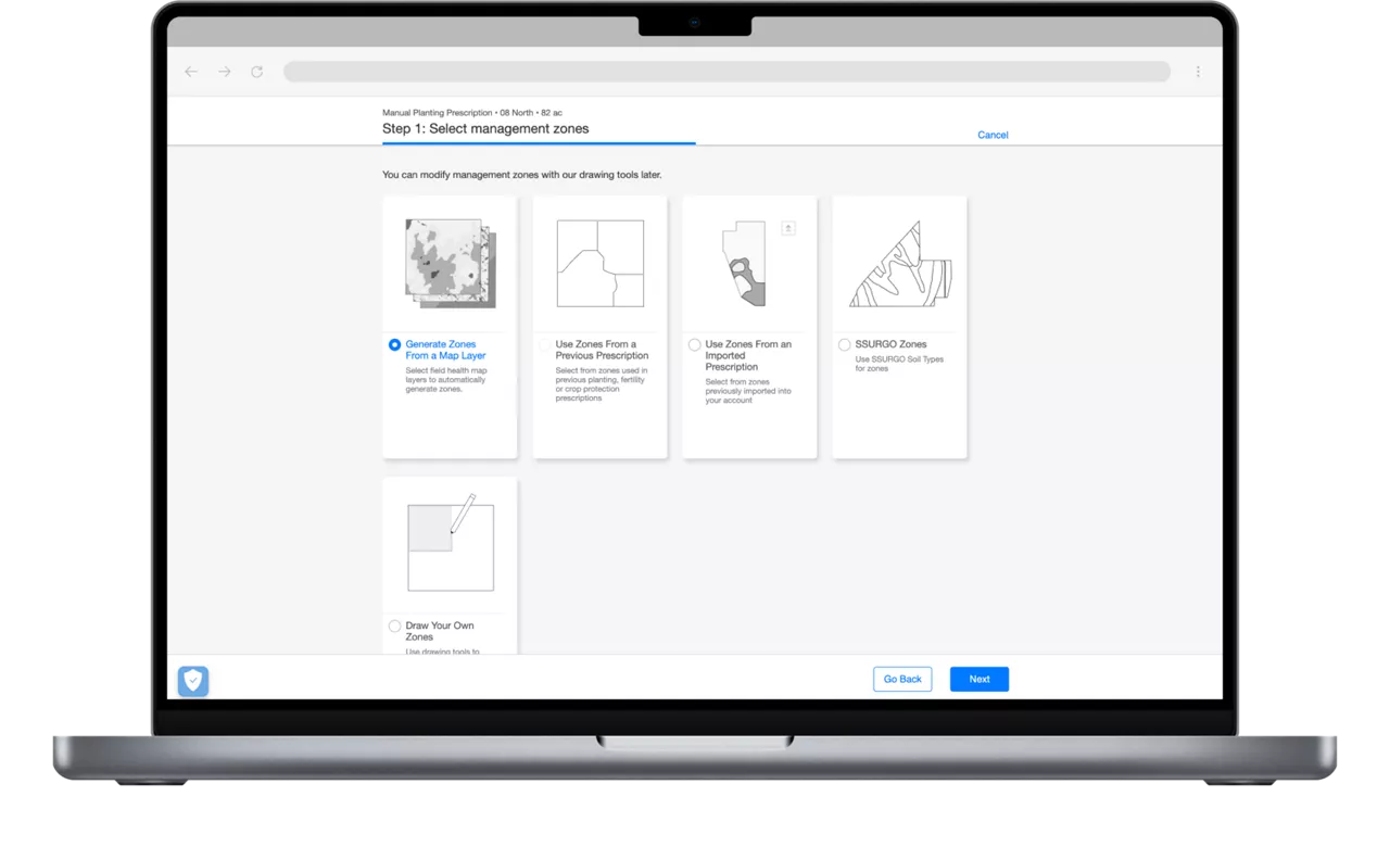 Select management zones for a seed script