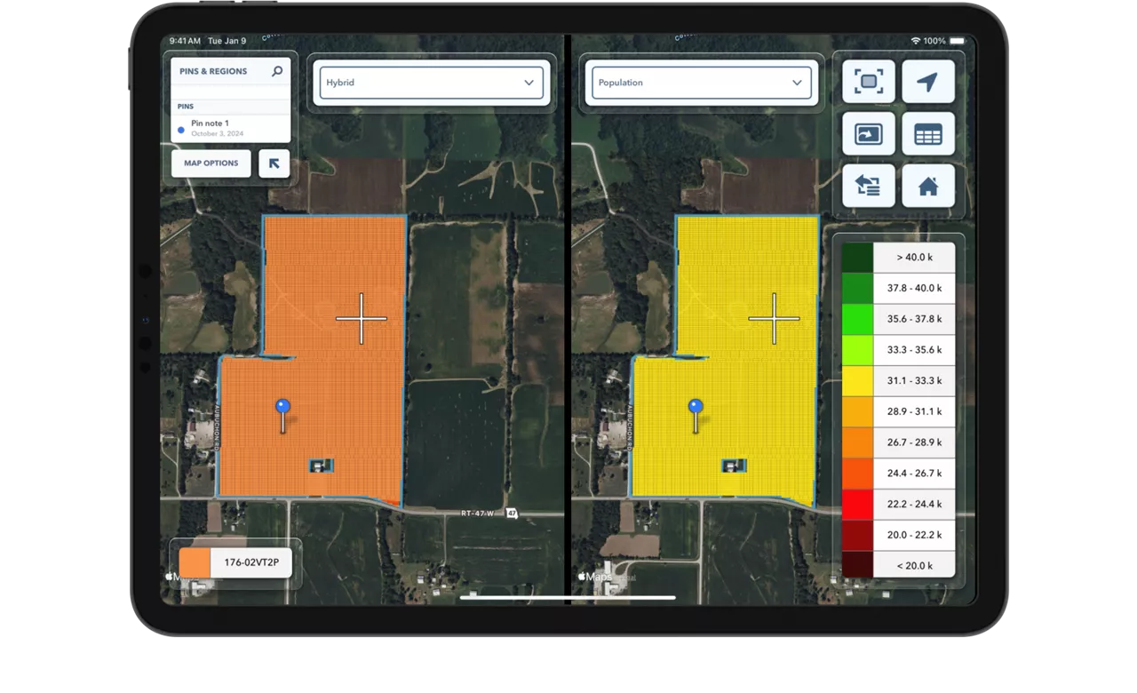 Manual planting layers in FieldView Cab app. 