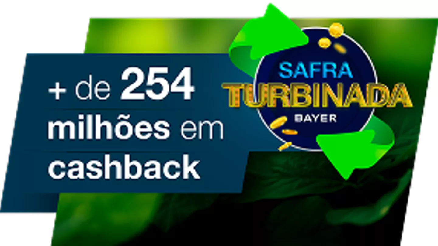 Logo da safra turbinada e texto "+ de 254 milhões de cashback"