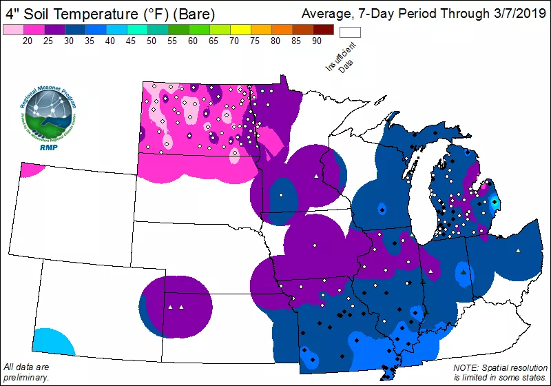 2018 Average 7-Day Soil Temperature Map