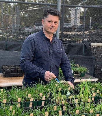 Dr Peter Boutsalis tending to trials