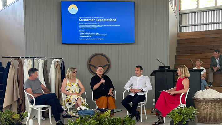 Panelists from major Australian fashion retailers discuss consumer expectations at the Bayer Cotton Grower of the Year field day