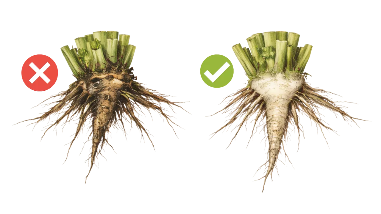 porównanie szyjek korzenia rzepaku - grafika