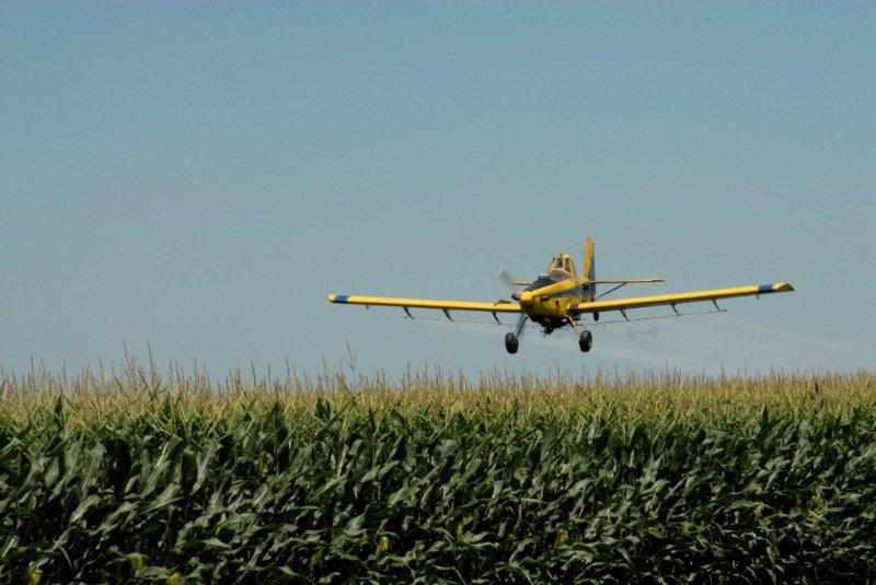 Airplane flying fungicide-corn 