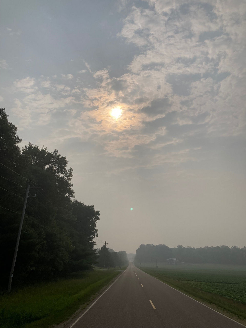 Smoke over Pine River, Wisconsin, June 28, 2023