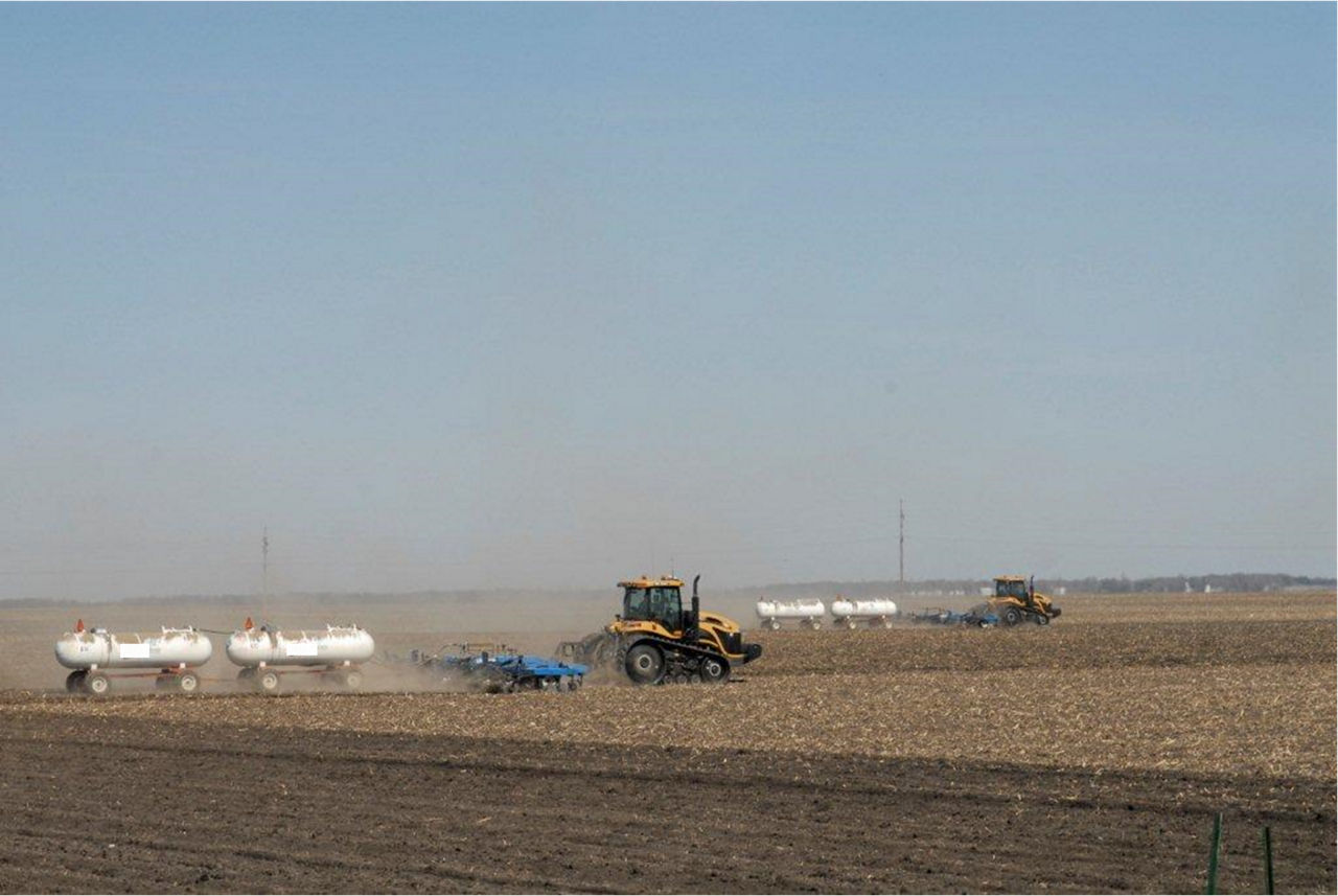 Fall application of anhydrous ammonia. 