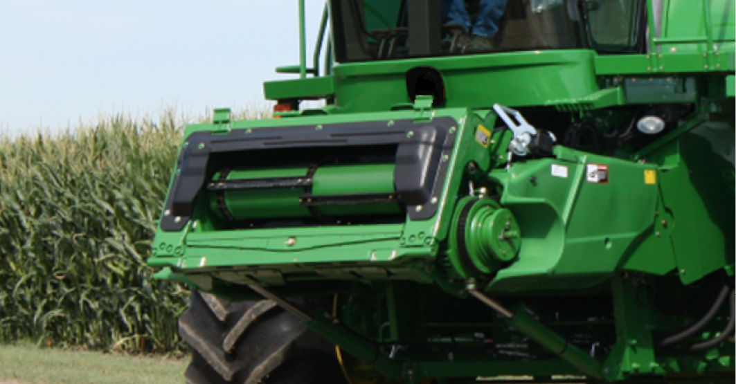 Green agricultural machinery close-up