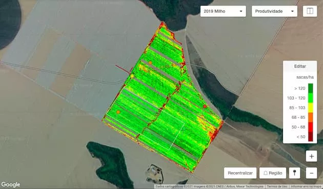 Imagem mostra um mapa agrícola 
