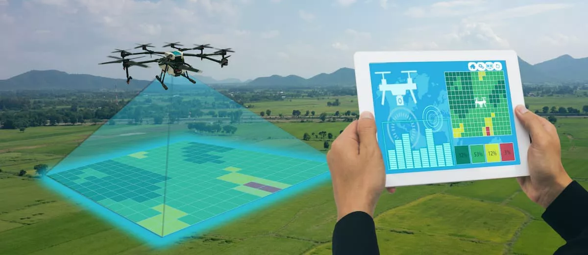 Drones usados na agricultura moderna. 