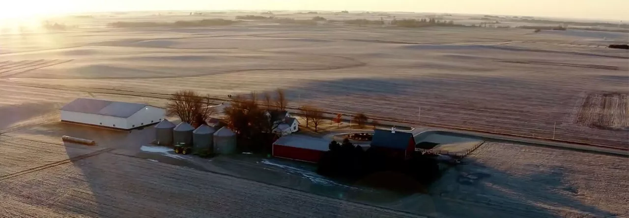 Aerial Photo of Farm in Winter