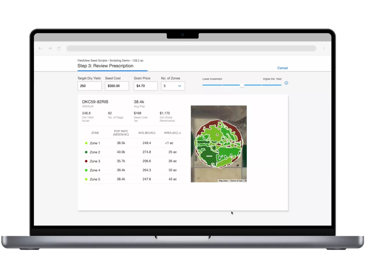 Computer with a FieldView prescription screen. 