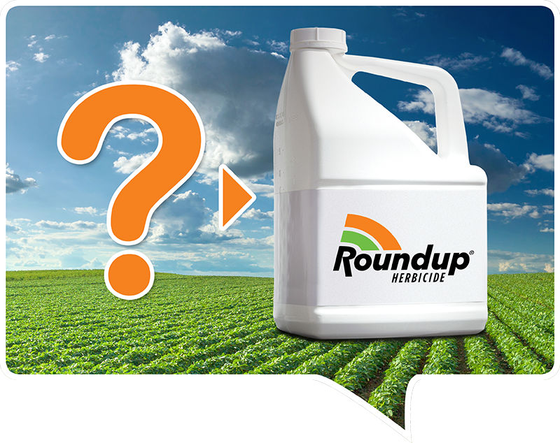 Speech bubble depicting Questions about Roundup Herbicide