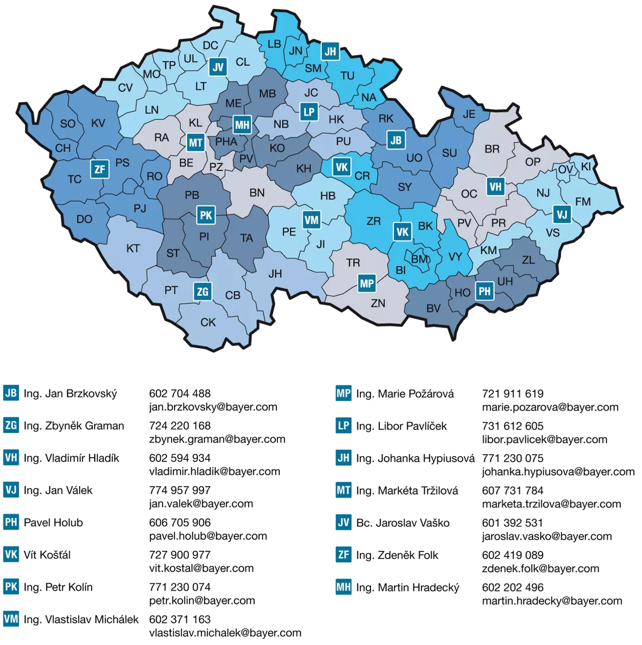 Map of Sales Representatives in Czech Republic
