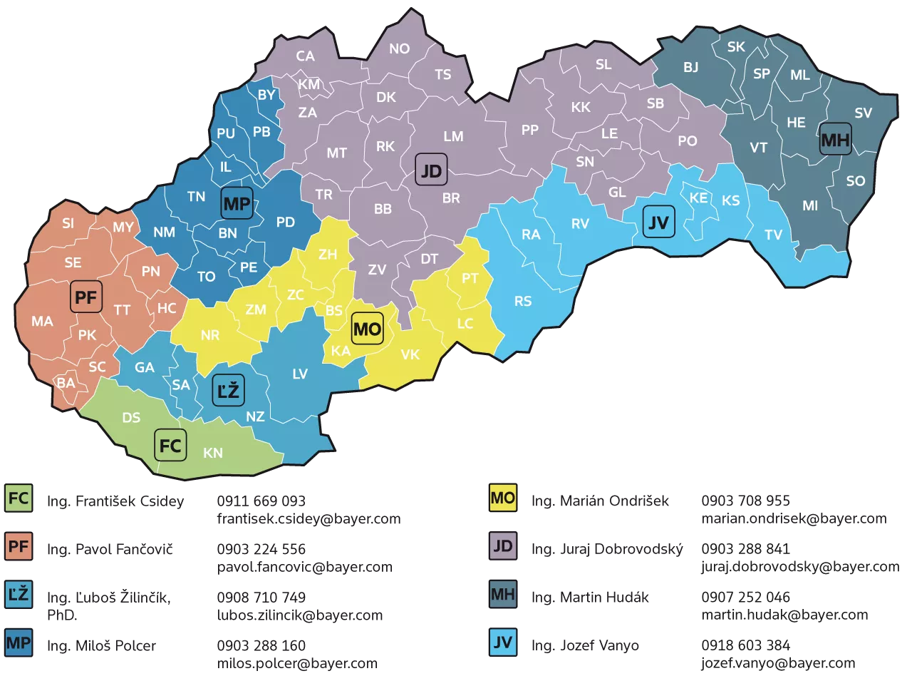Map of Sales Representatives in SK