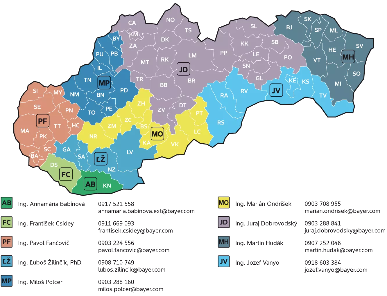 Map of Sales Representatives in SK
