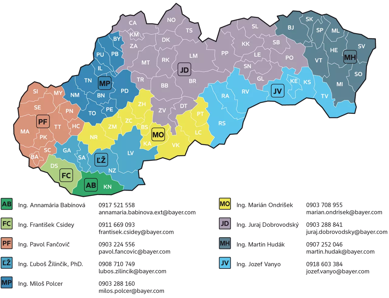 Map of Sales Representatives in SK