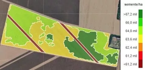Mapa de Prescrição de Sementes, gerado pelo Programa Bayer VAlora no talhão inscrito pelo produtor João Morizzo