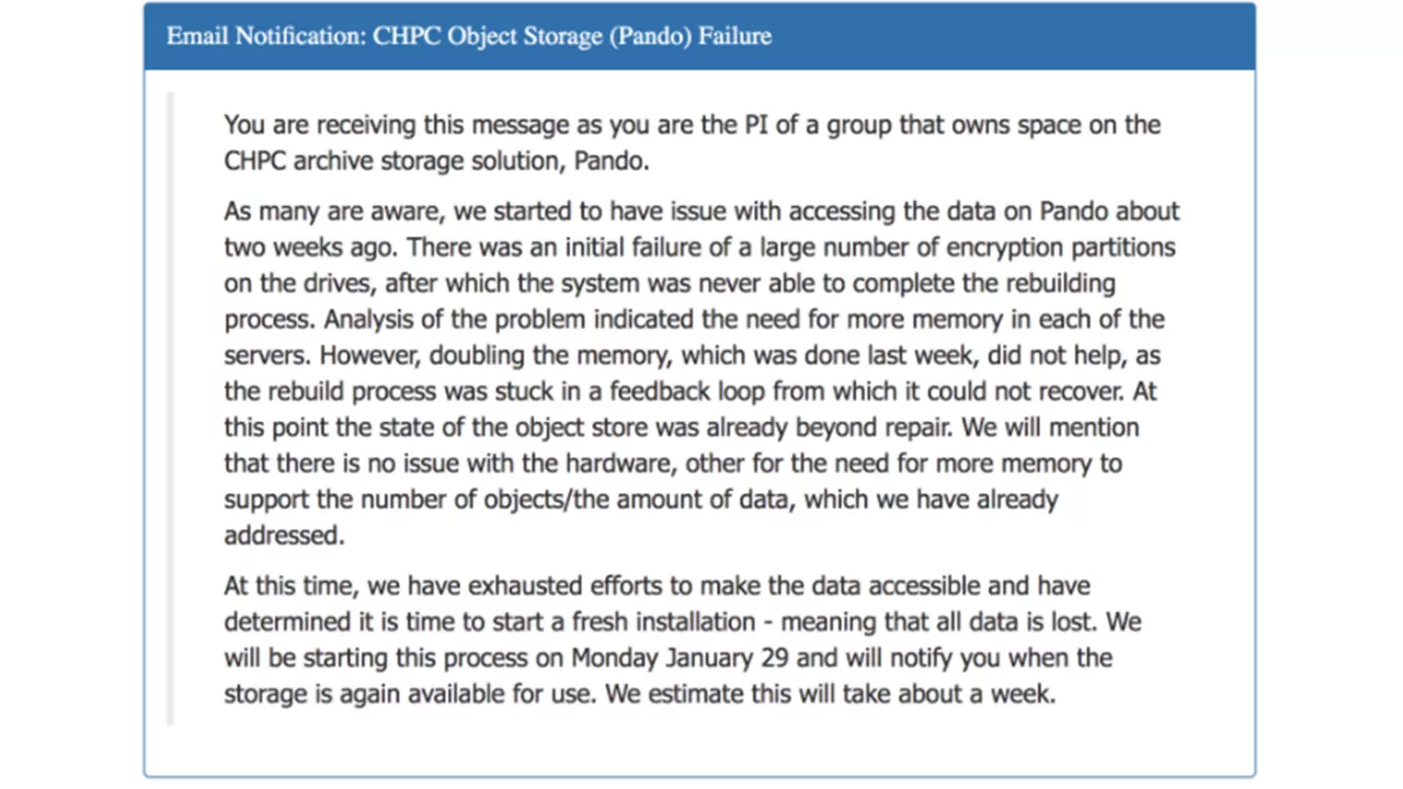 CHPC Failure Notice