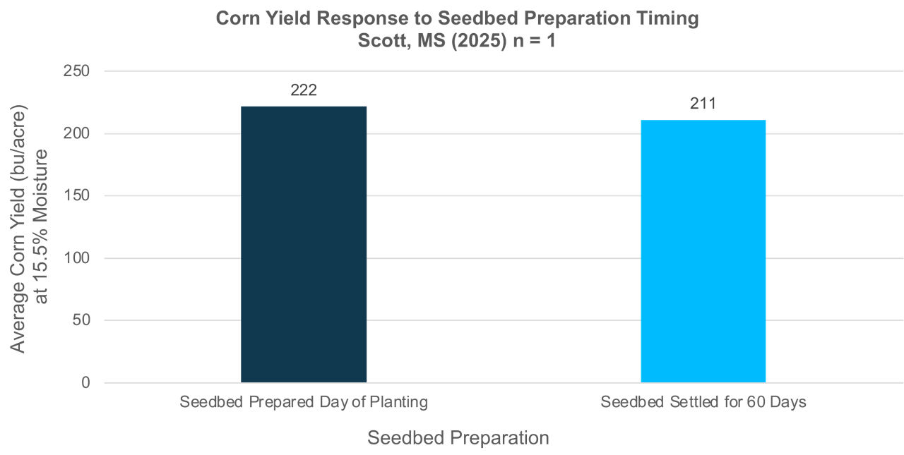 Corn yield performance for two different planting bed preparations