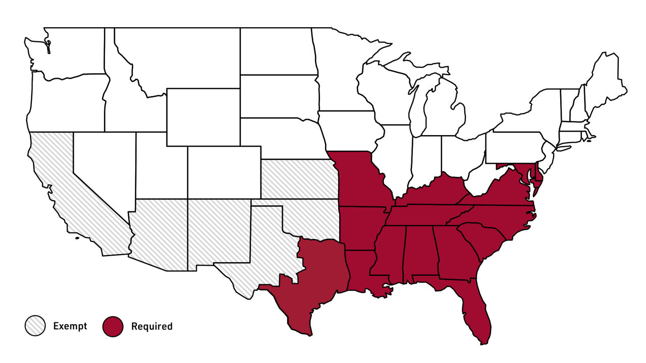 Imidacloprid applied to seeds containing ThryvOn Technology to meet the required rate of 0.375 mg active ingredient per seed or 12.8 oz per hundred weight for planting in specified U.S. states or counties.​​