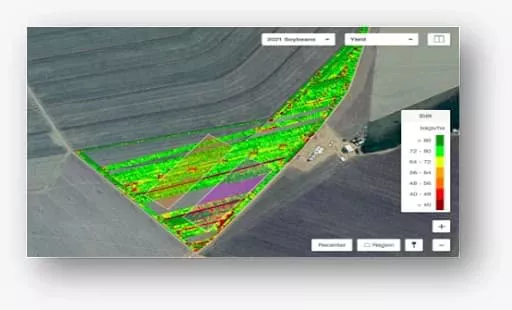 Mapa de Produtividade da área tratada com o nematicida, gerado pelo FieldViewTM Drive 