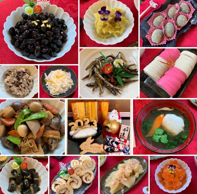 A collection of Japanese celebratory dishes