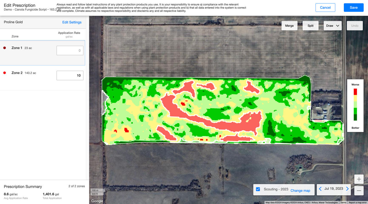 A map of an area where heatmapping is being used. Some areas are bright green while others are bright red or yellow. 