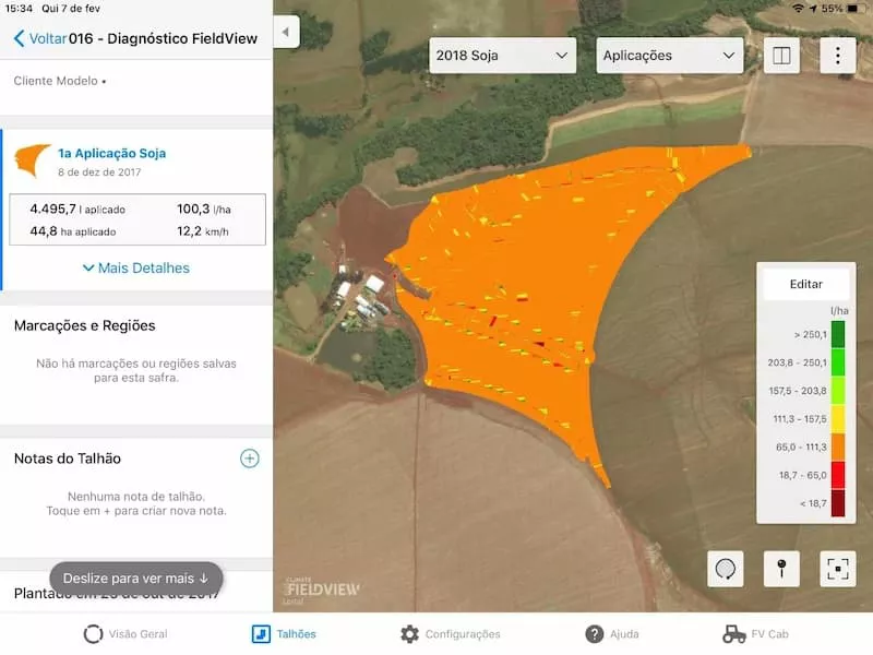 Mapa de monitoramento de pulverização