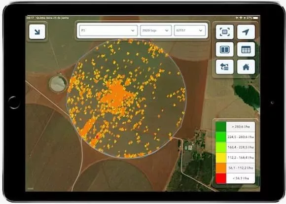 Mapa da pulverização da buva feita com o FieldView™