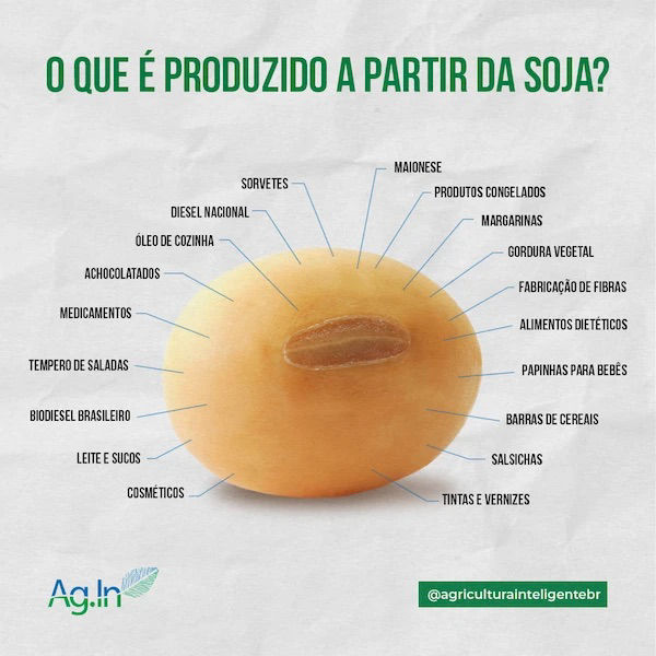 O QUE É PRODUZIDO A PARTIR DA SOJA? SORVETES DIESEL NACIONAL ÓLEO DE COZINHA MAIONESE PRODUTOS CONGELADOS MARGARINAS ACHOCOLATADOS GORDURA VEGETAL FABRICAÇÃO DE FIBRAS MEDICAMENTOS ALIMENTOS DIETÉTICOS TEMPERO DE SALADAS PAPINHAS PARA BEBÊS BIODIESEL BRASILEIRO BARRAS DE CEREAIS LEITE E SUCOS SALSICHAS COSMÉTICOS TINTAS E VERNIZES