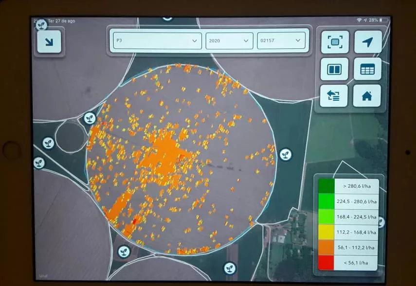Mapa da prescrição da pulverização da buva feita com o FieldView™