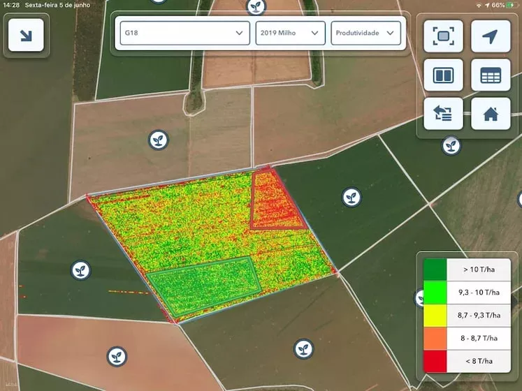 Mapa de produtividade milho safrinha.