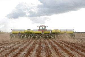 soybean harvest through fields