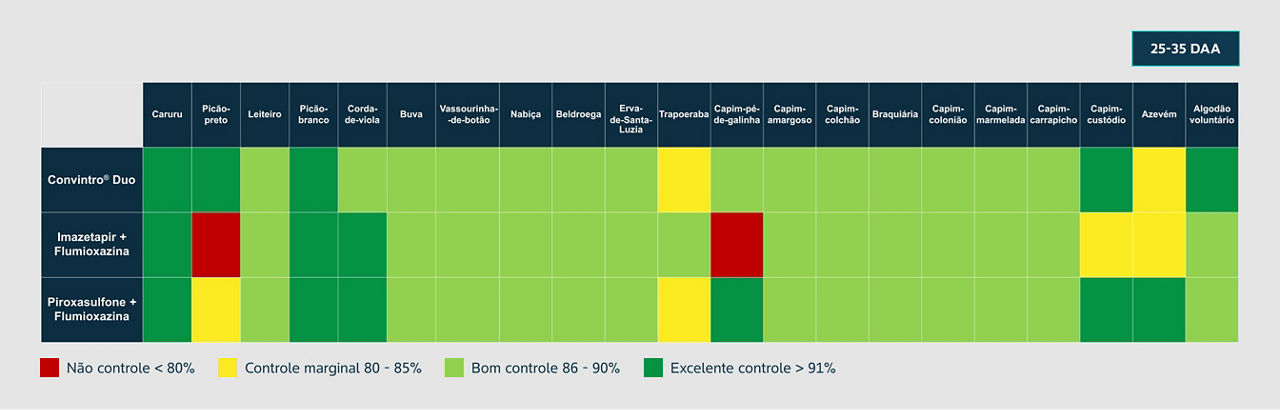 tabela que demonstra a eficiência do convintro