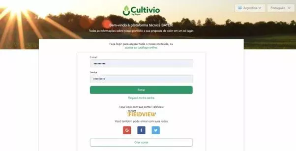 Imagem mostra a tela de login do aplicativo cultivio 