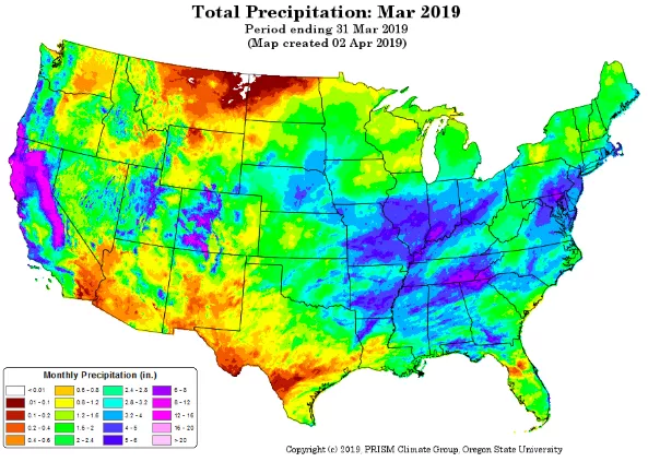 March Total Precipitation Map