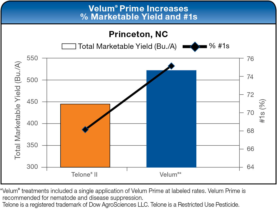 Velum Prime Increases % Marketable Yield and #1s