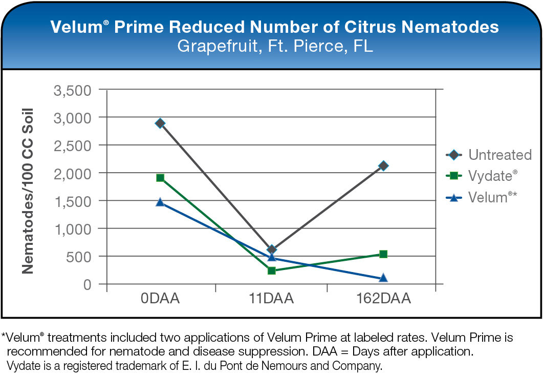 Velum Prime Reduced Number of Citrus Nematodes